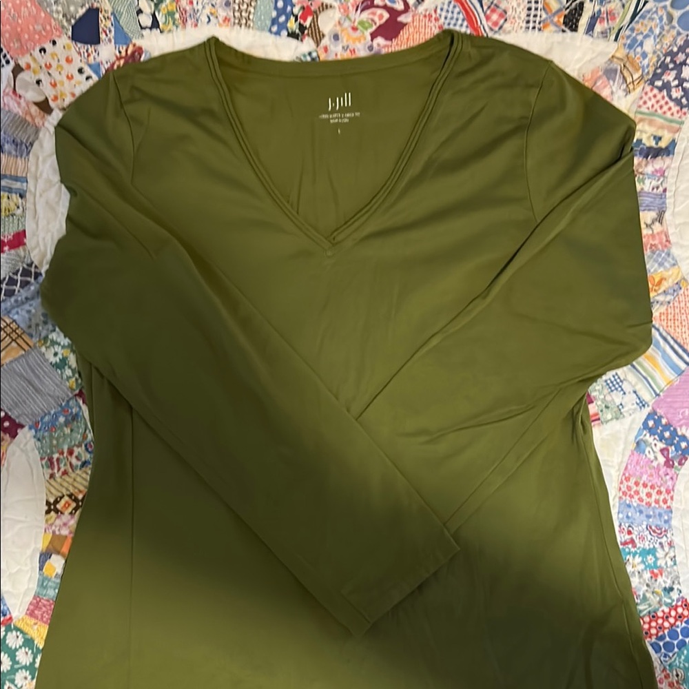 J. Jill Women's Green V-Neck Top